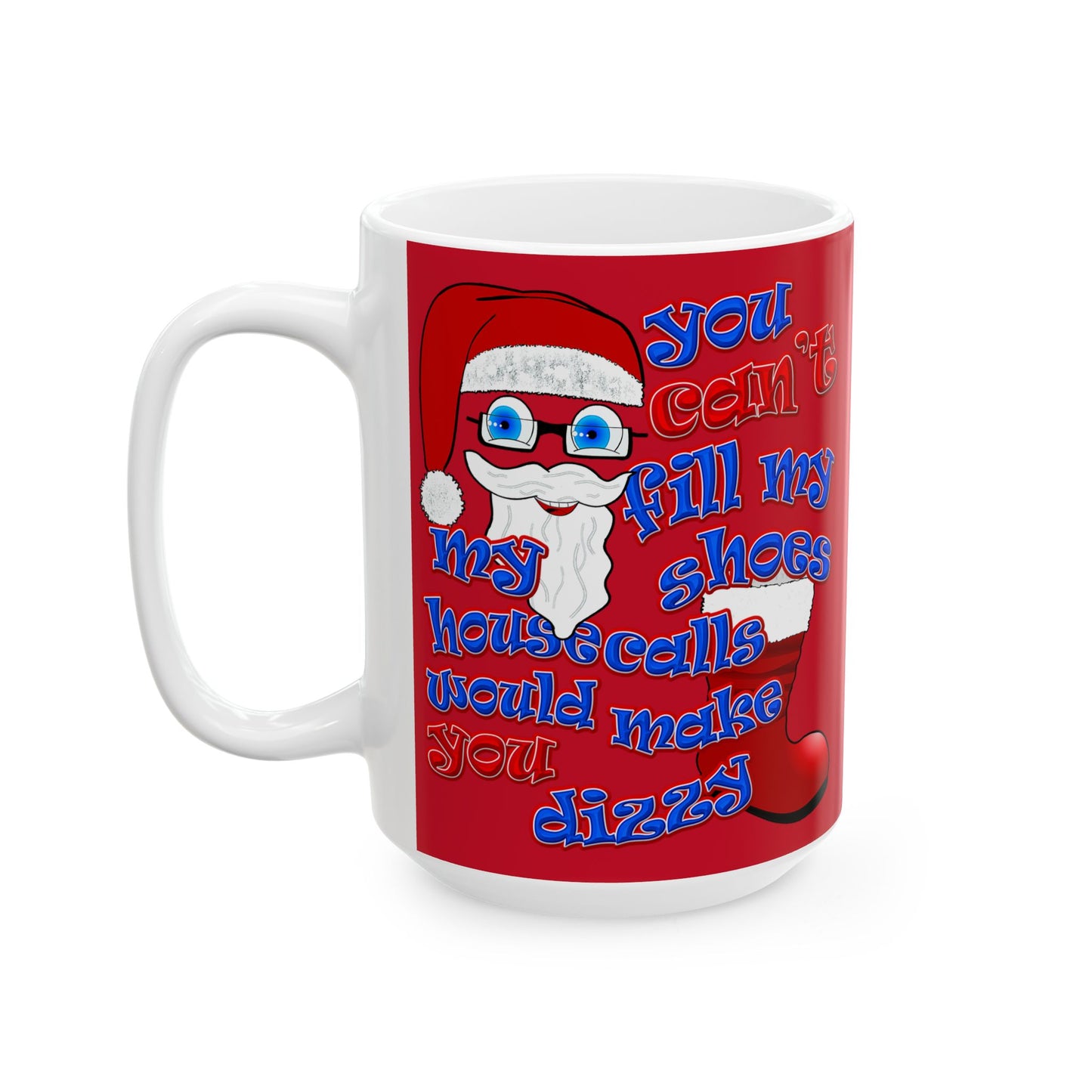 santa's shoes - White Mug (dark red)