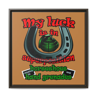 my luck - framed canvas art (light brown)
