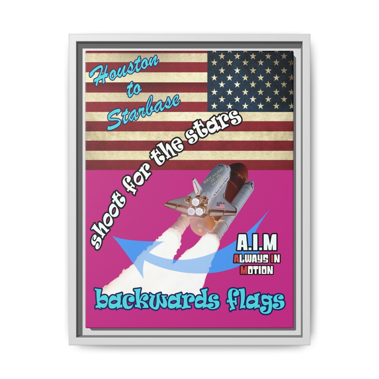 shoot for the stars - framed canvas art (pink)
