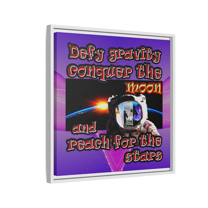 defy conquer reach - framed canvas art (purple-pink wave)