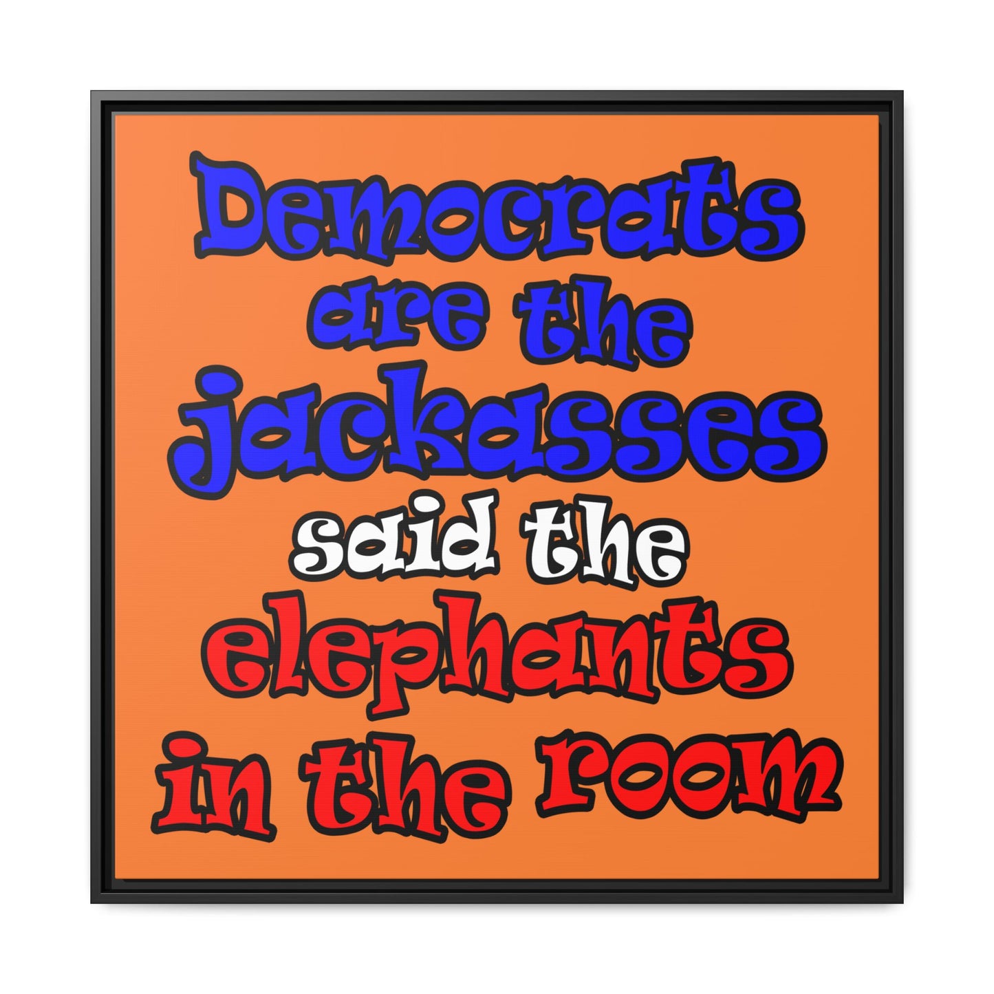 donkeys and elephants - framed canvas art (crusta)