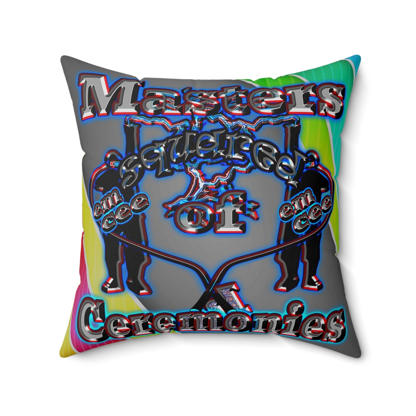 em cee squared - Spun Polyester Square Pillow - (rainbow split)
