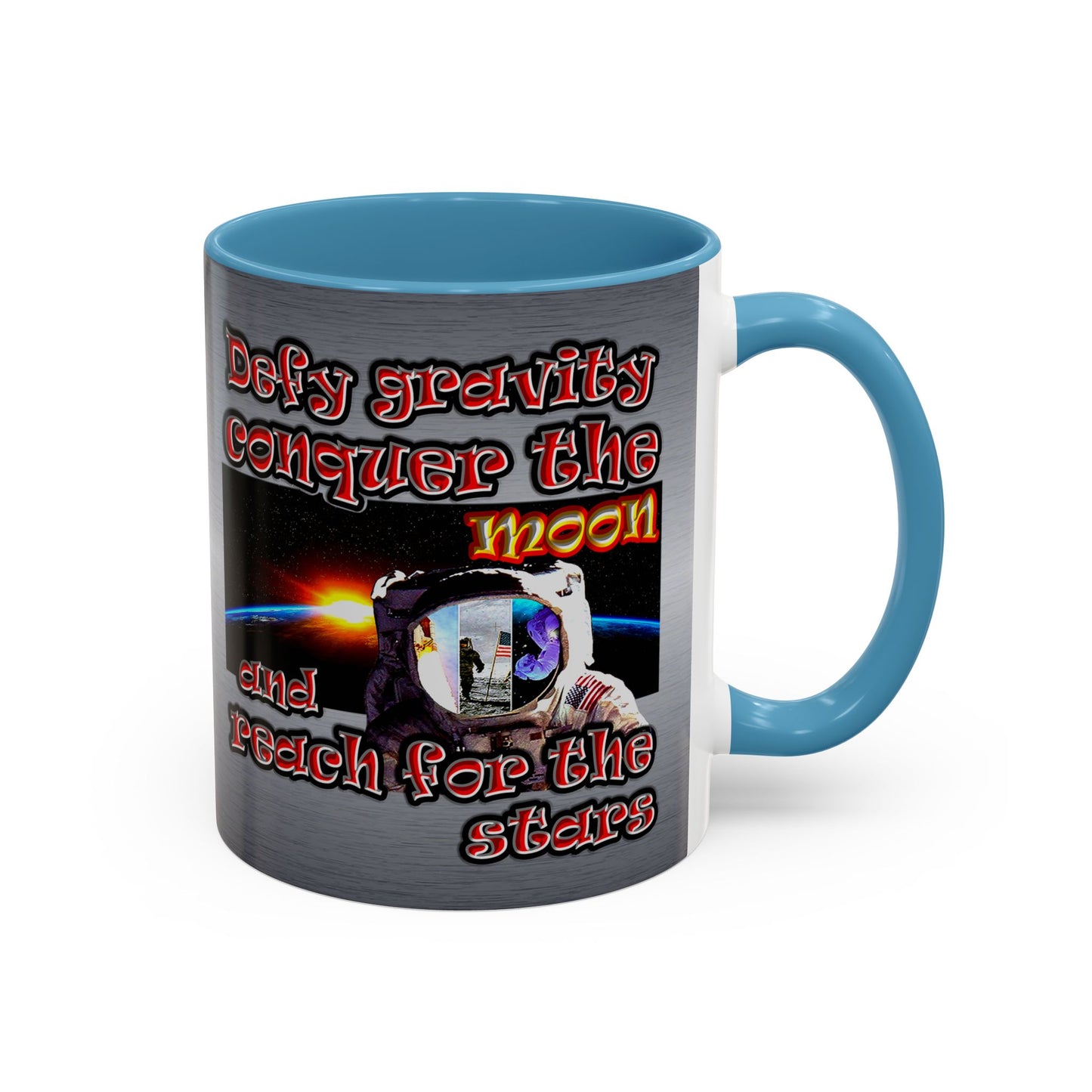 defy conquer reach - Accent Mug (brushed nickel)
