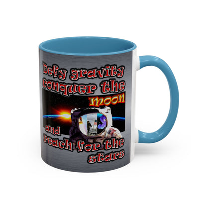defy conquer reach - Accent Mug (brushed nickel)