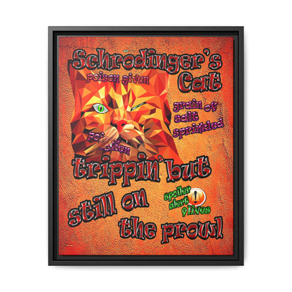 schrodinger's cat - framed canvas art (burnt orange)