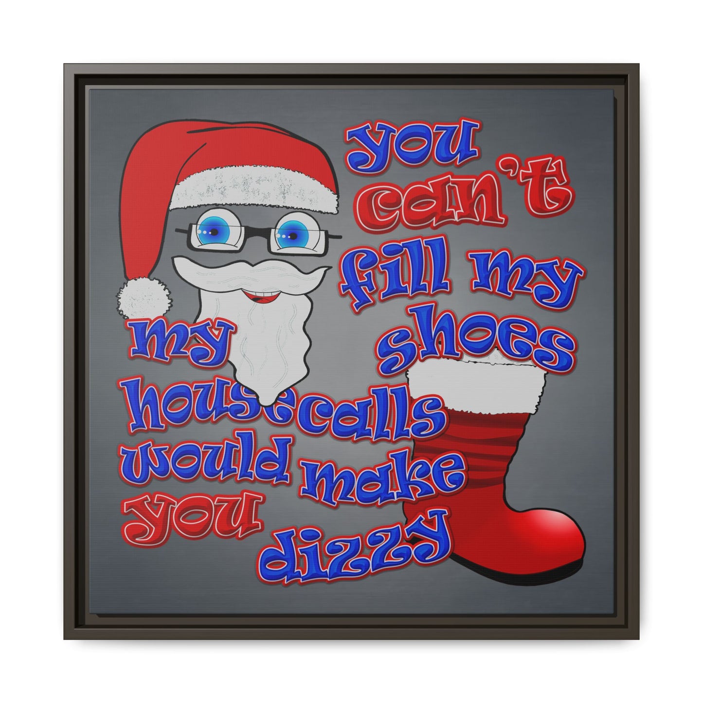 santa's shoes - framed canvas art (grey-light grey)