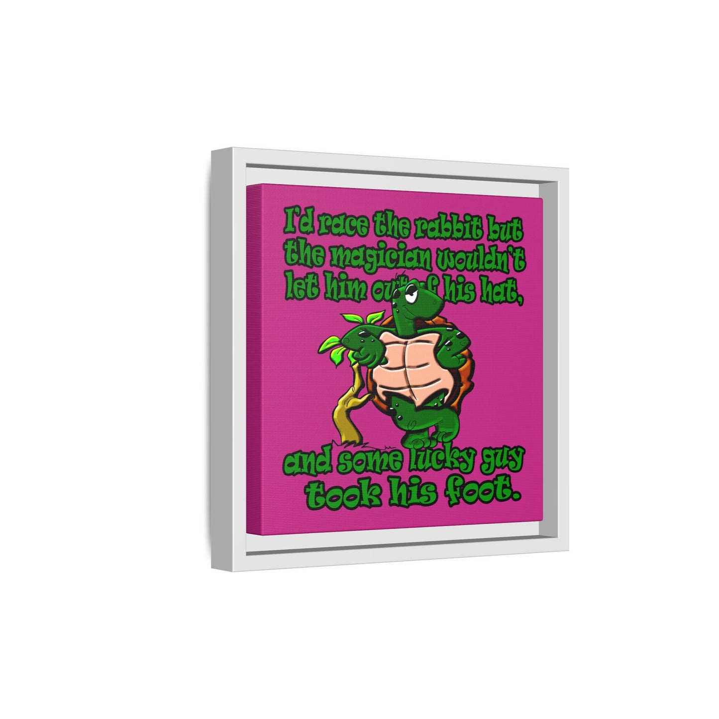 turtle race - framed canvas art (pink)