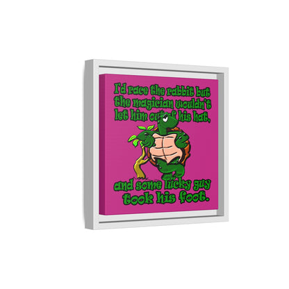 turtle race - framed canvas art (pink)
