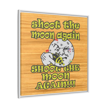 shoot the moon again - framed canvas art (butterscotch wood finish)