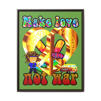 love peace - framed canvas art (green)