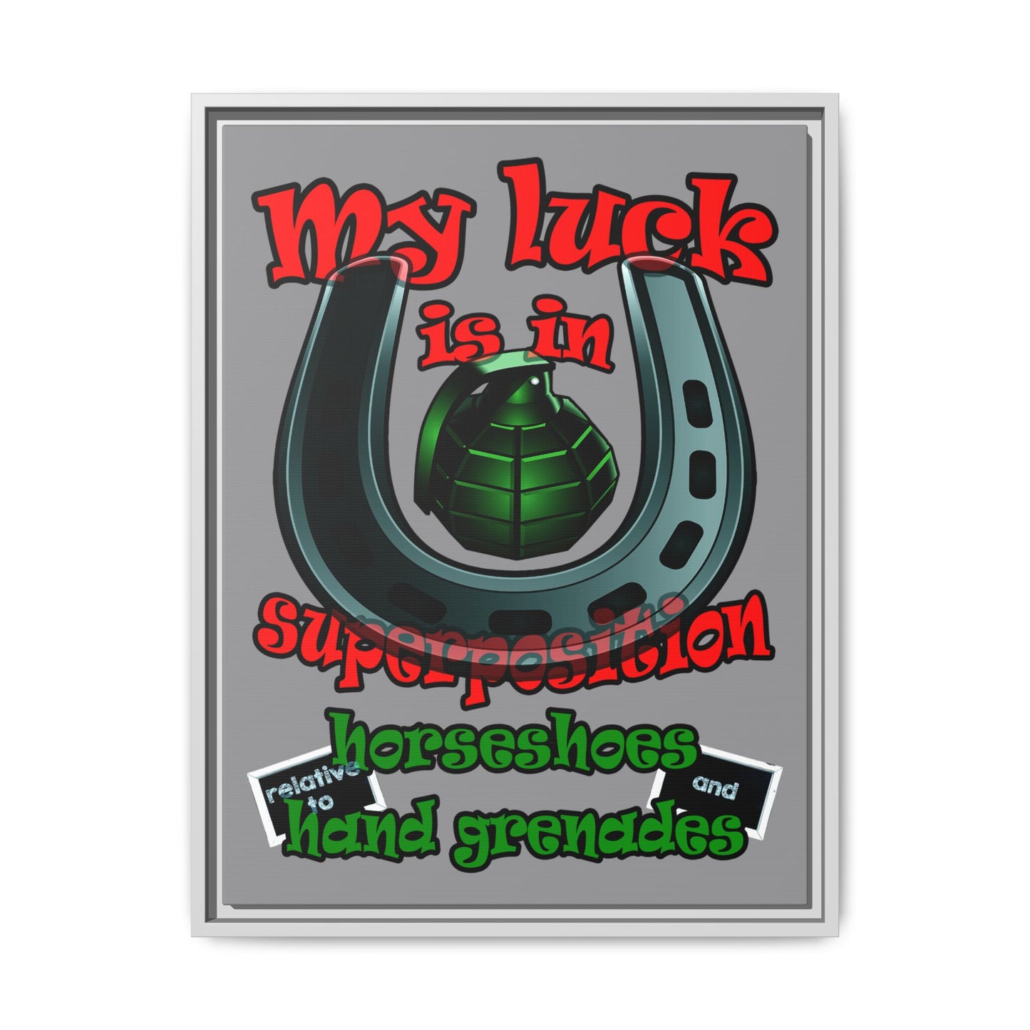my luck - framed canvas art (grey)