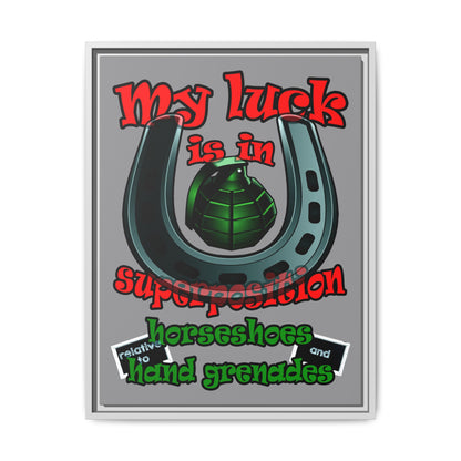 my luck - framed canvas art (grey)