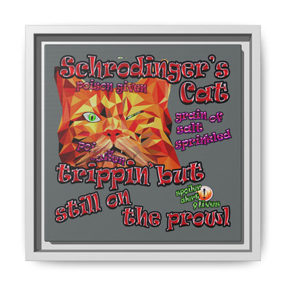 schrodinger's cat - framed canvas art (dark grey)