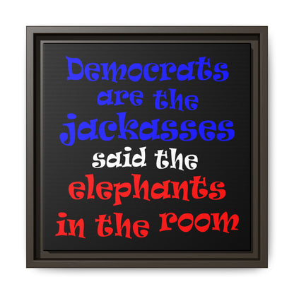 donkeys and elephants - framed canvas art (black)