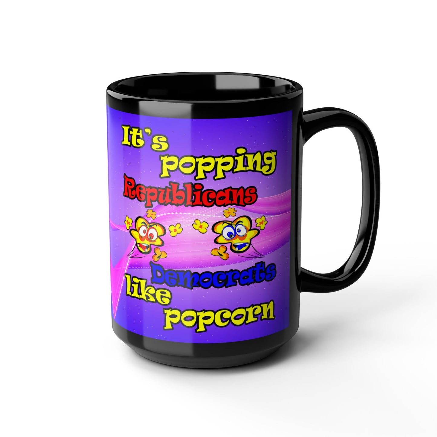 popping like popcorn - Black Mug (purple-pink wave)