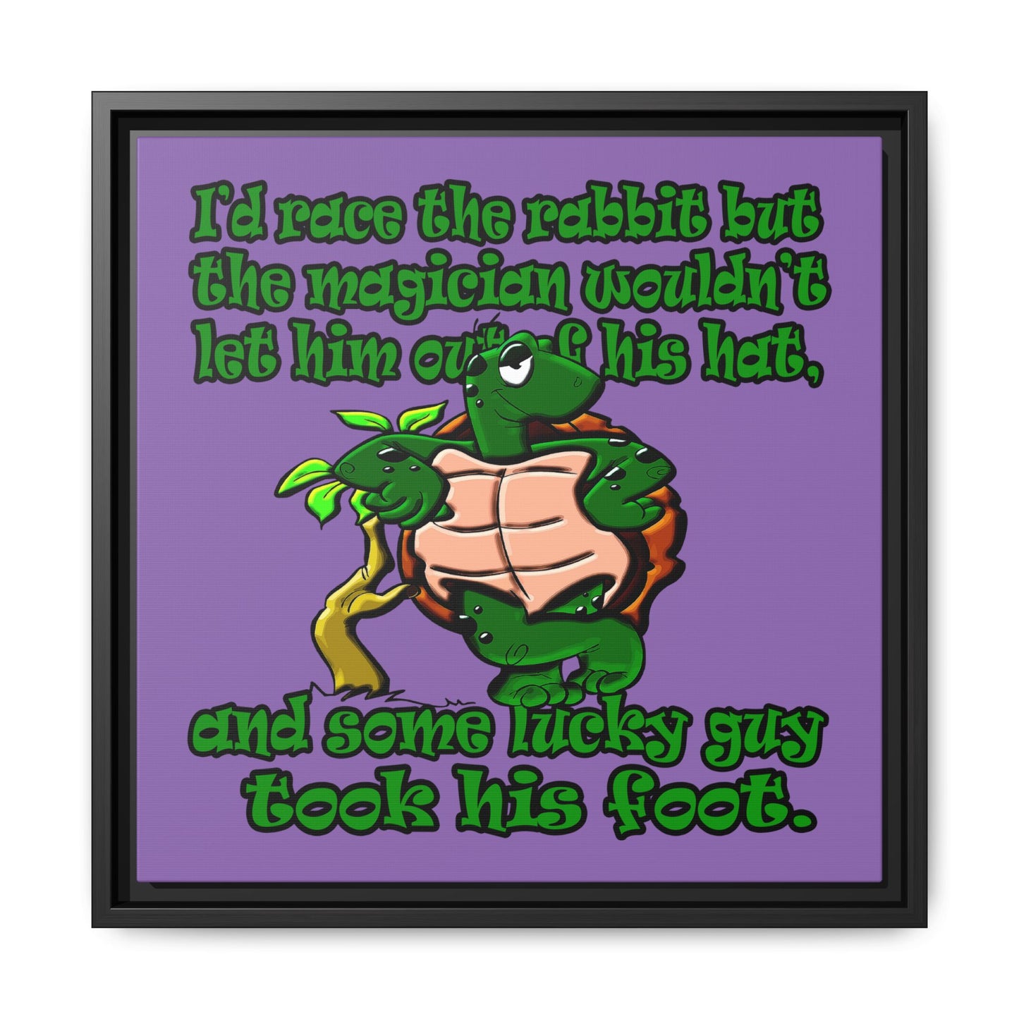 turtle race - framed canvas art (light purple)