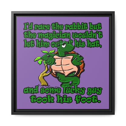 turtle race - framed canvas art (light purple)