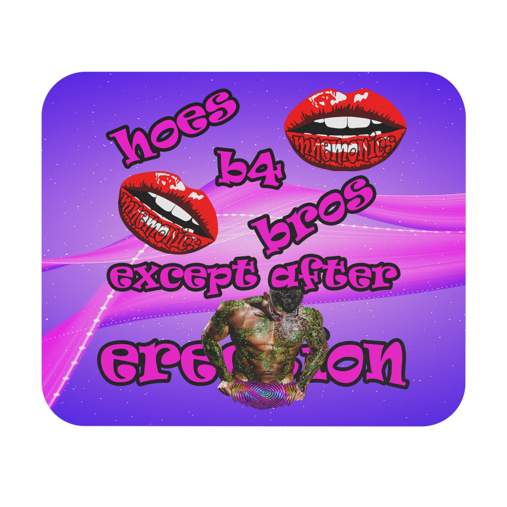 hoes b4 bros - Mouse Pad (Rectangle) (purple-pink wave)