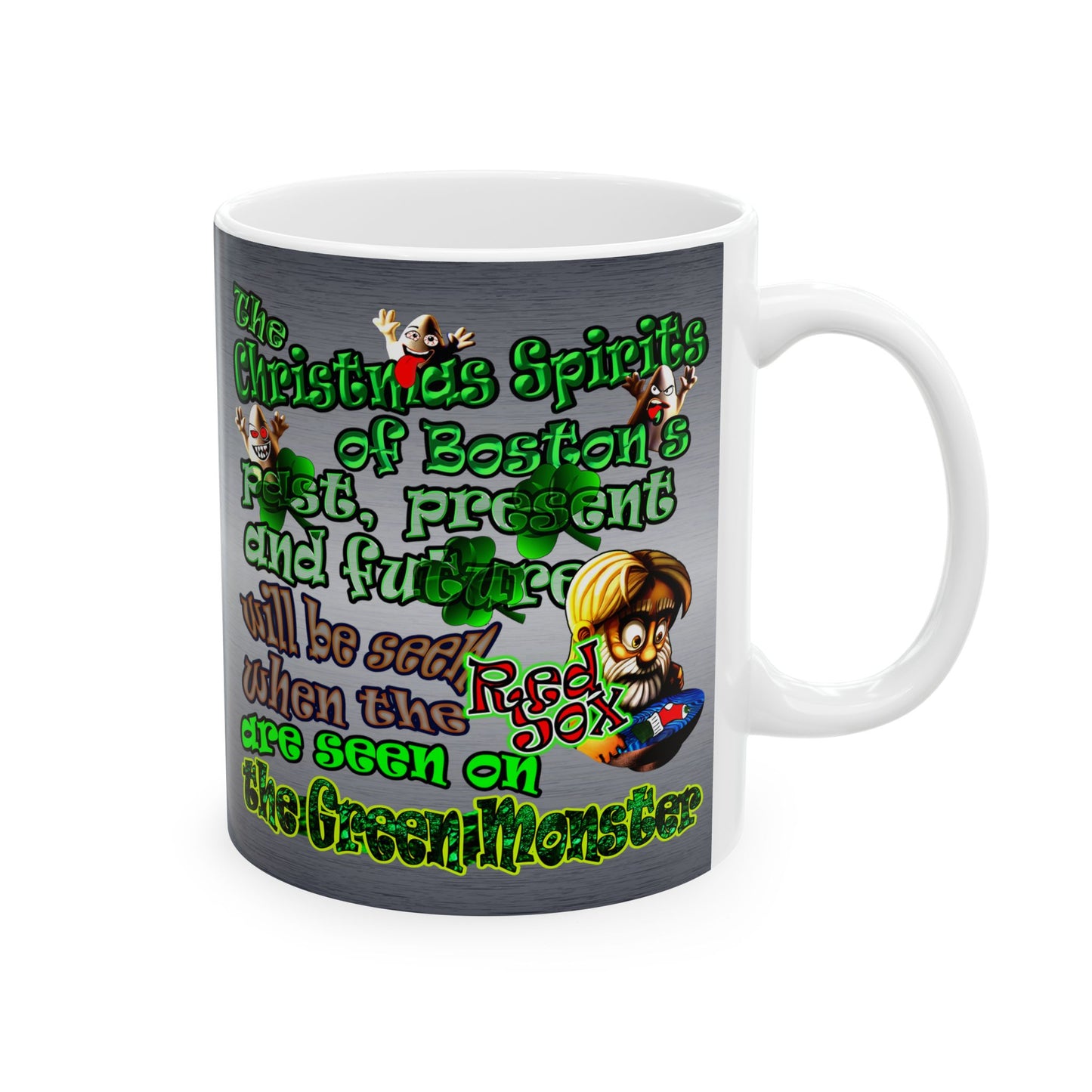 christmas spirits of boston - White Mug (brushed nickel)