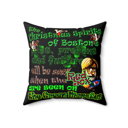 christmas spirits of boston - Spun Polyester Square Pillow - (black)