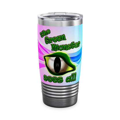 green monster - Ringneck Tumbler, 20oz (light blue-pink wave)