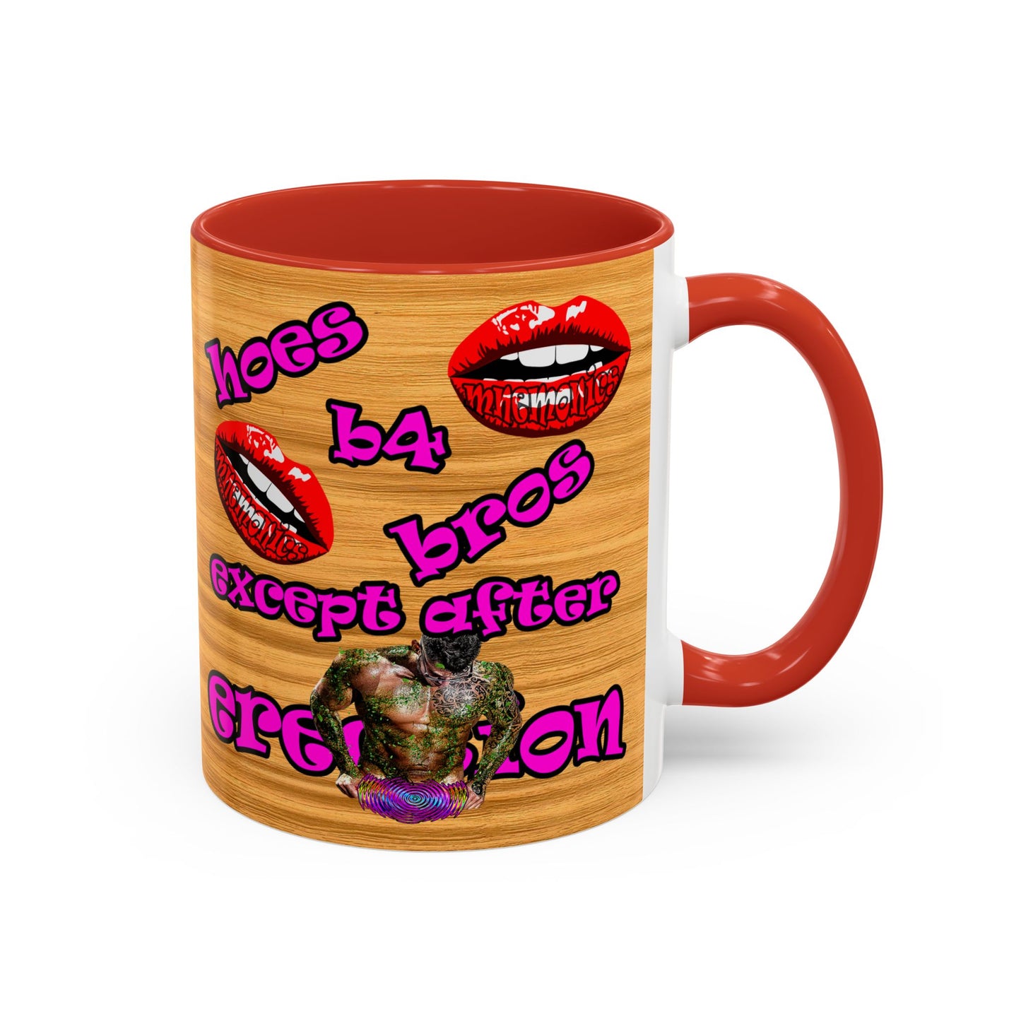 hoes b4 bros - Accent Mug (butterscotch wood finish)
