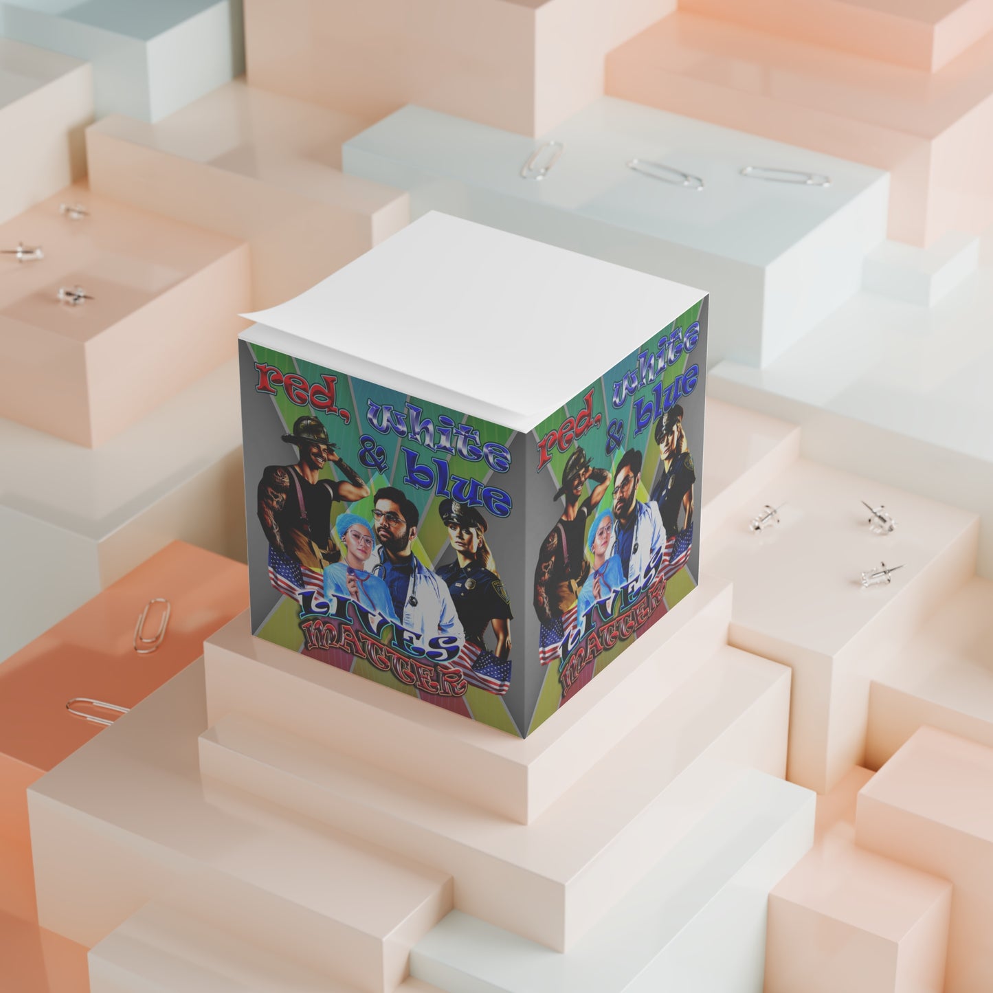 rw&b lives matter - note cube (rainbow split)