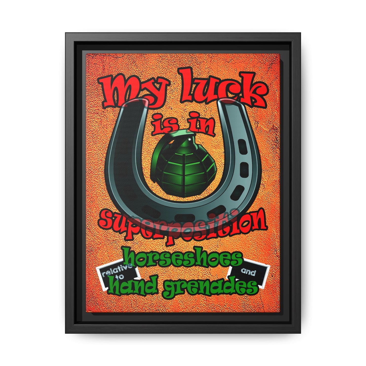 my luck - framed canvas art (burnt orange)