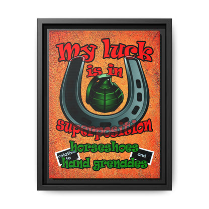my luck - framed canvas art (burnt orange)