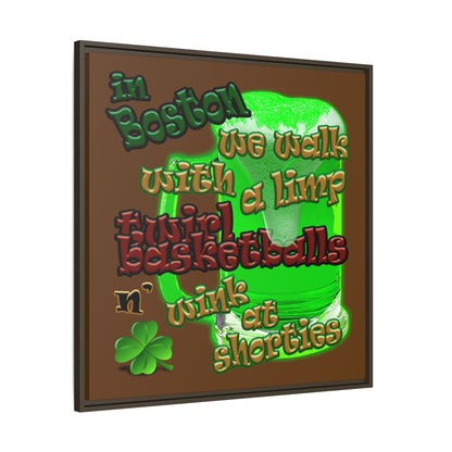 celtics logo - framed canvas art (brown)