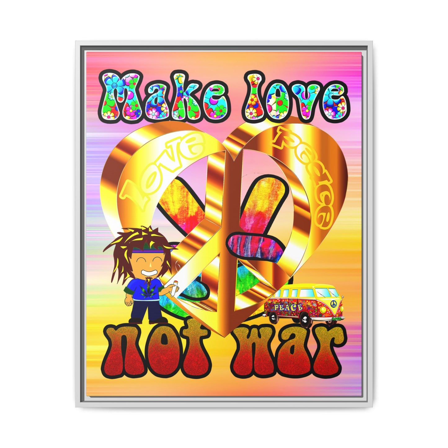love peace - framed canvas art (color blur)