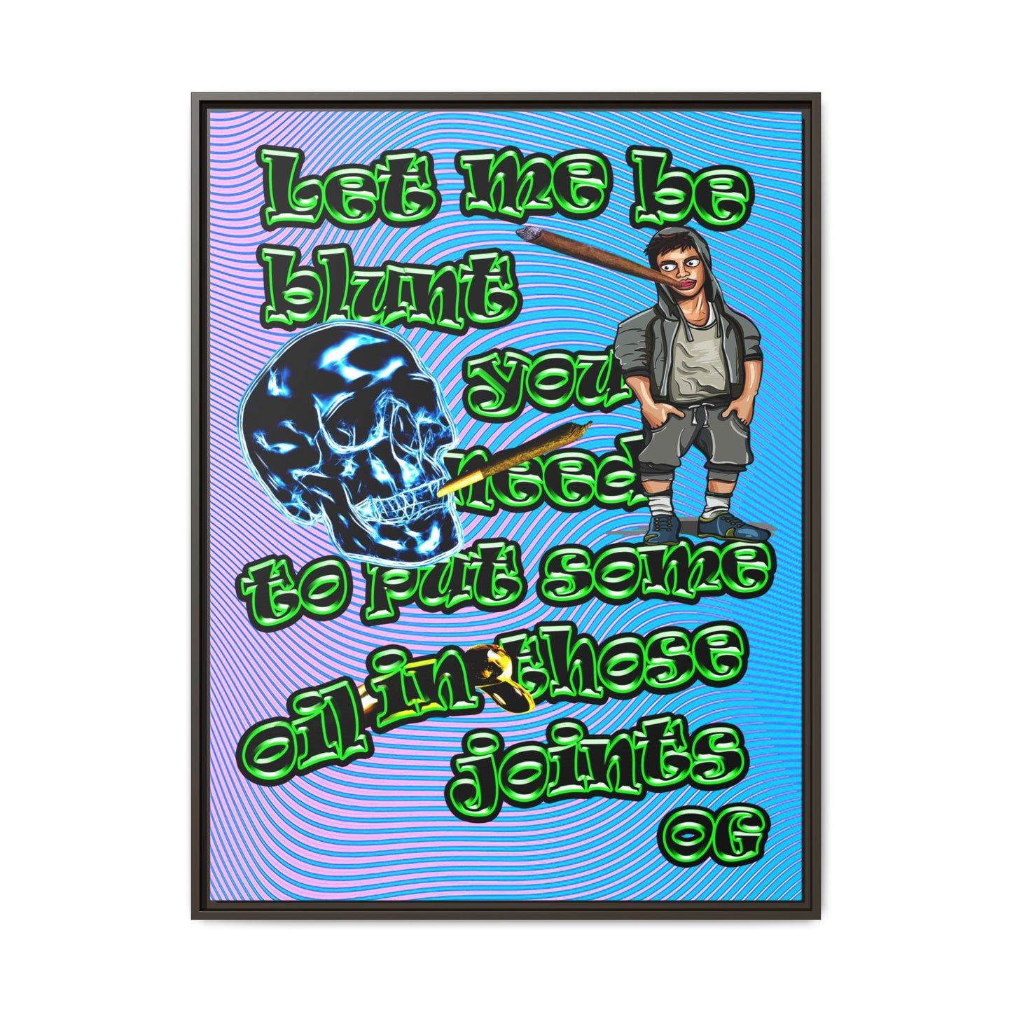 og - framed canvas art (light blue-purple wave)