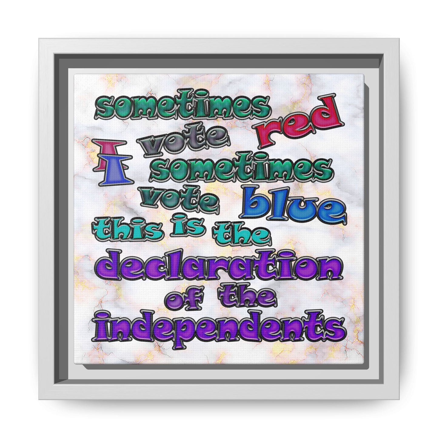 declaration of the independents - framed canvas art (white marble)