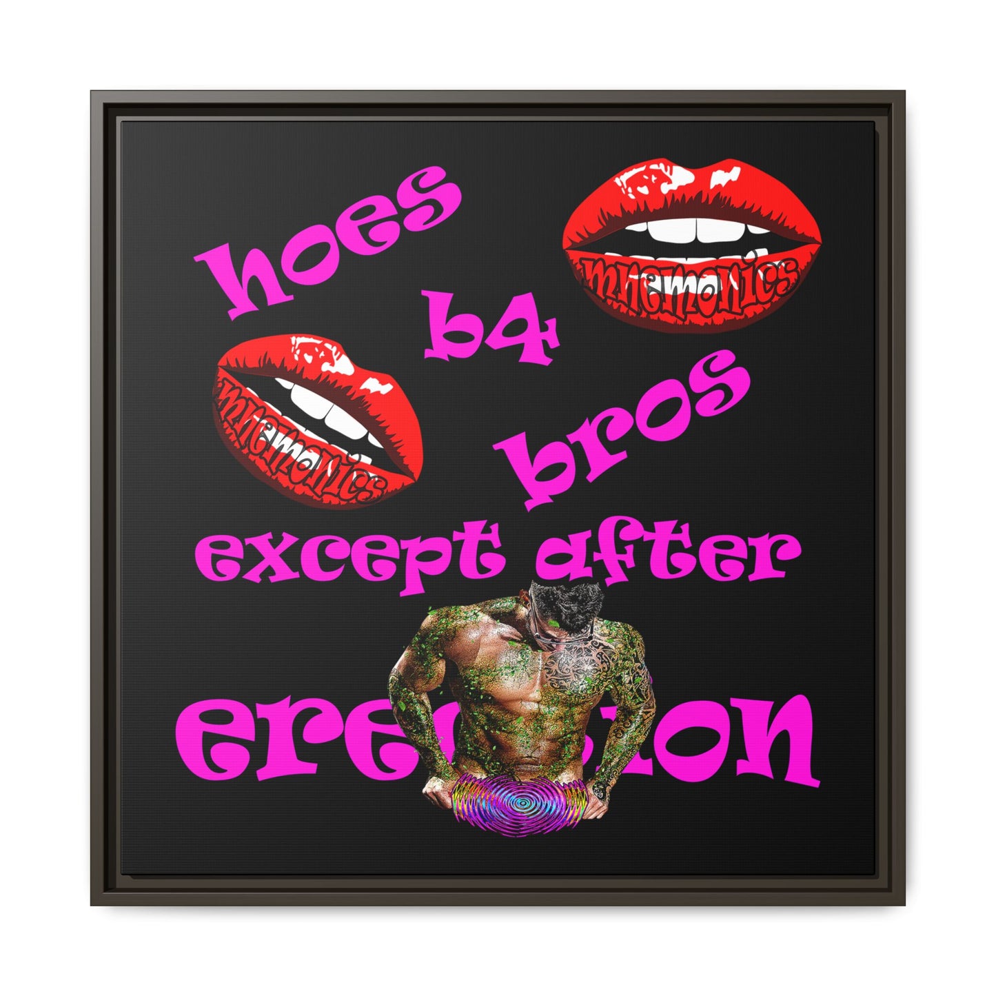 hoes b4 bros - framed canvas art (black)