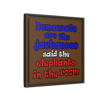 donkeys and elephants - framed canvas art (brown)
