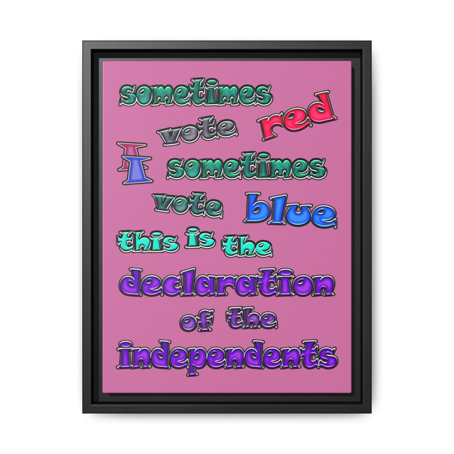 declaration of the independents - framed canvas art (light pink)
