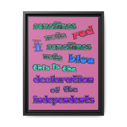 declaration of the independents - framed canvas art (light pink)