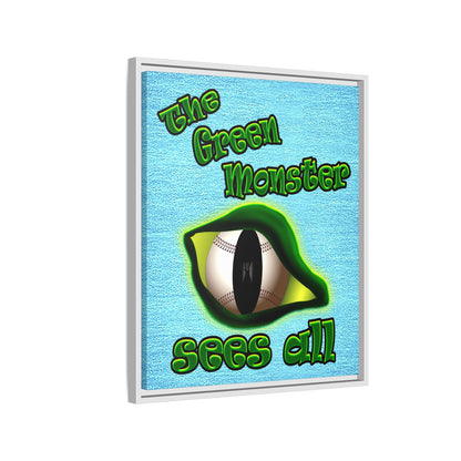 green monster - framed canvas art (faded blue)
