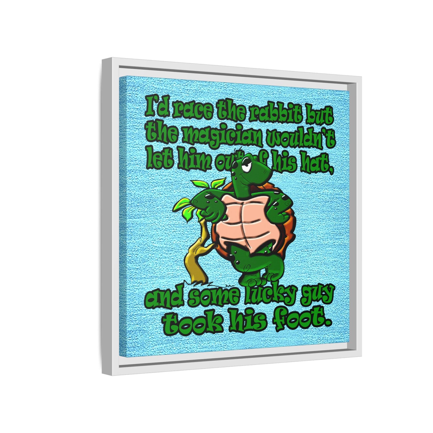 turtle race - framed canvas art (faded blue)