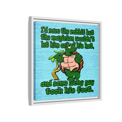 turtle race - framed canvas art (faded blue)