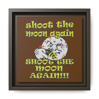shoot the moon again - framed canvas art (brown)