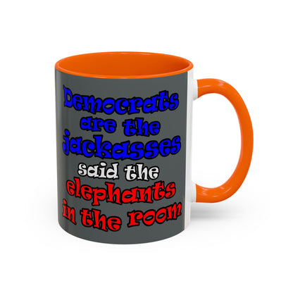 donkeys and elephants - Accent Mug (dark grey)