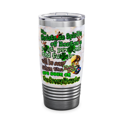 christmas spirits of boston - Ringneck Tumbler, 20oz (white marble)