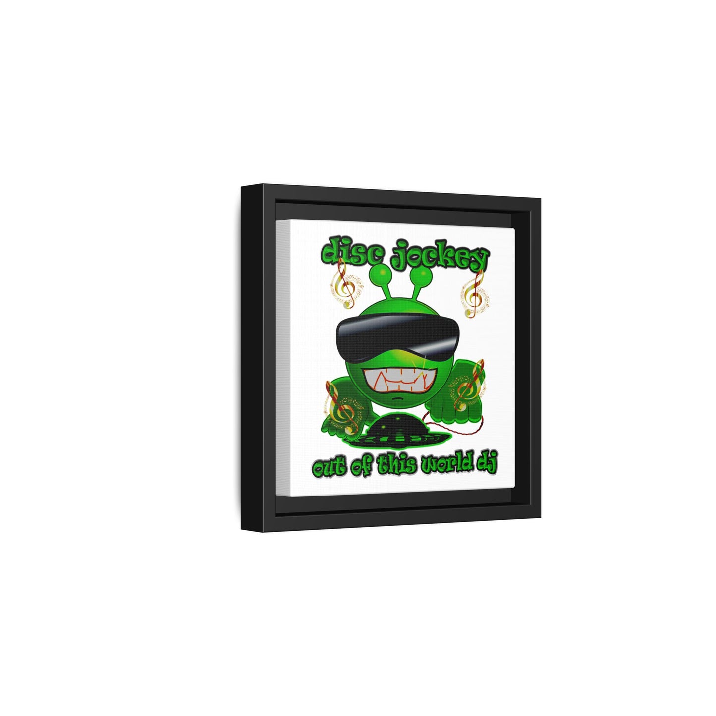 disc jockey - framed canvas art (white)
