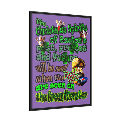 christmas spirits of boston - framed canvas art (light purple)
