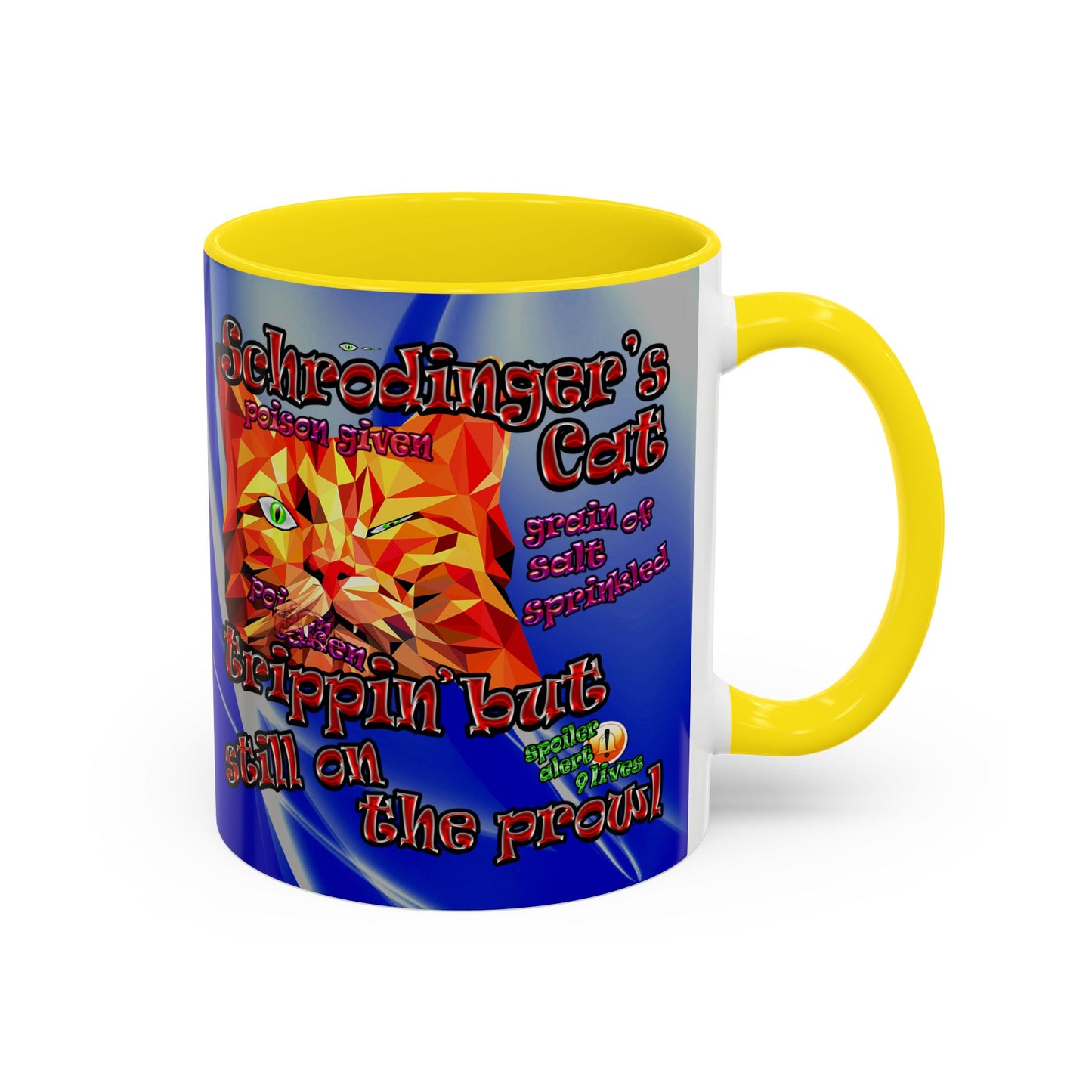 schrodinger's cat - Accent Mug (blue-white wave)