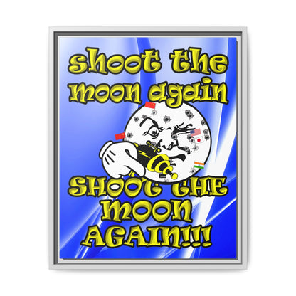 shoot the moon again - framed canvas art (blue-white wave)