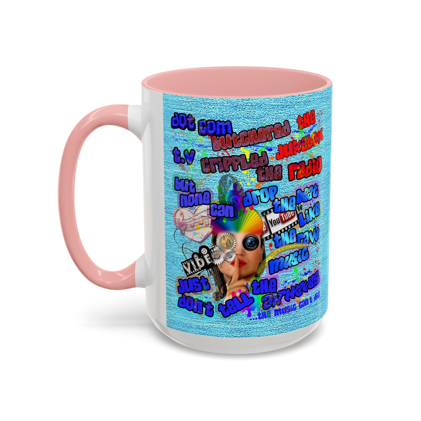 drop the beat - Accent Mug (faded blue)