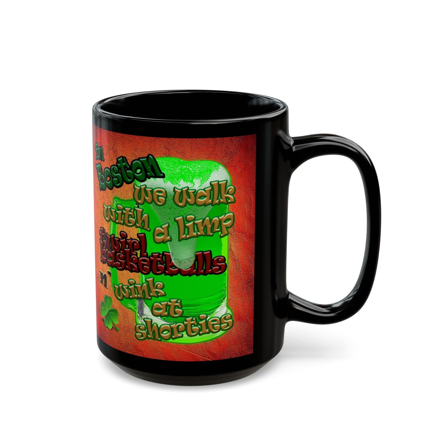 celtics logo - Black Mug (burnt orange)