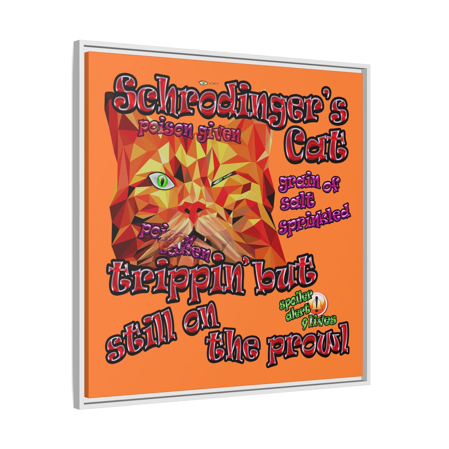 schrodinger's cat - framed canvas art (crusta)